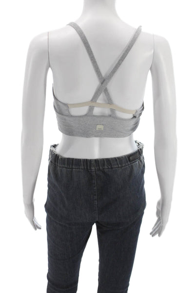 Vuori Women Gray Scoop Neck Sleeveless Sports Bra Stretchy Knit Size S