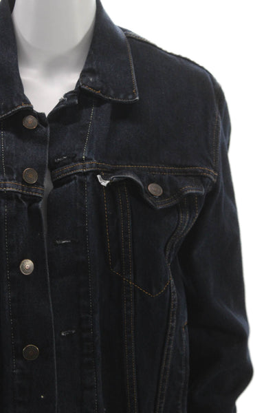 Levis Womens Basic Jacket Blue Cotton Button Long Sleeve Size S