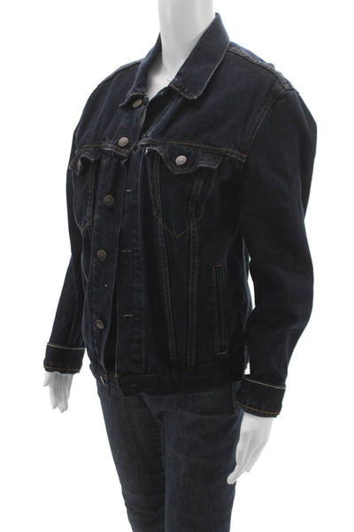 Levis Womens Basic Jacket Blue Cotton Button Long Sleeve Size S