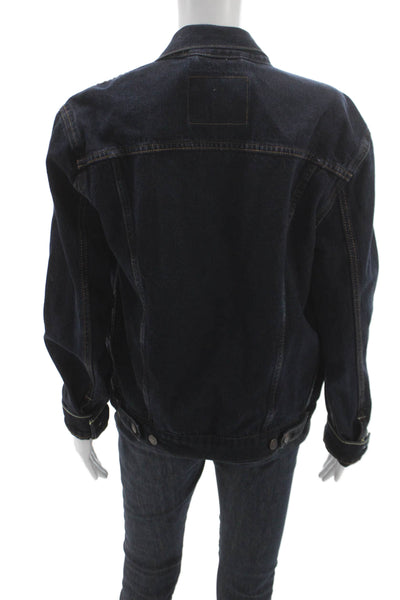 Levis Womens Basic Jacket Blue Cotton Button Long Sleeve Size S