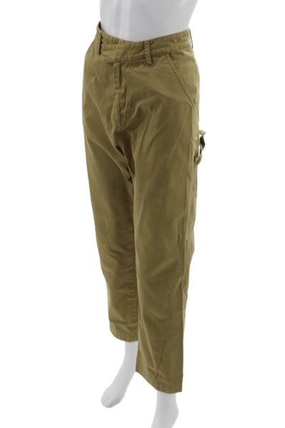 Rosie Assoulin Women Carpenter Pants Green 100% Cotton Button Inseam 26 Size 6