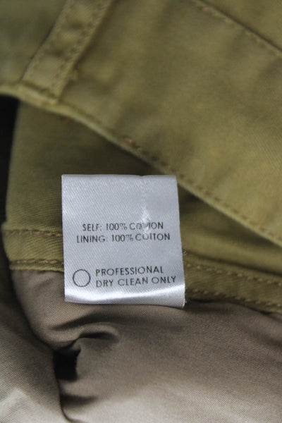 Rosie Assoulin Women Carpenter Pants Green 100% Cotton Button Inseam 26 Size 6