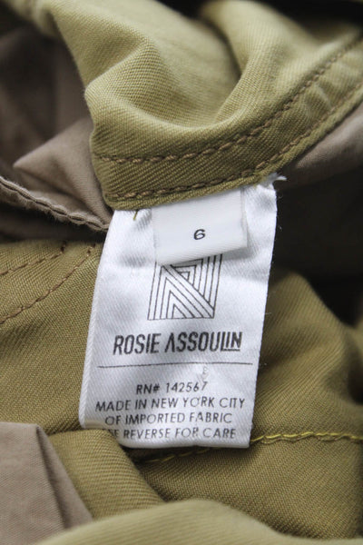 Rosie Assoulin Women Carpenter Pants Green 100% Cotton Button Inseam 26 Size 6