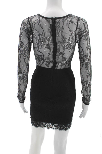 Lovers + Friends Womens Mini Dress Black Geometric Long Sleeve Size XS