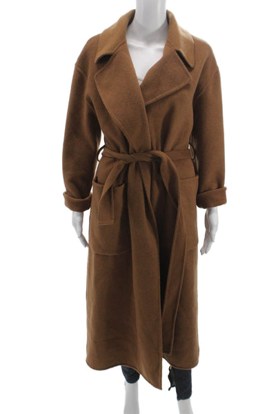 Michael Kors Women Coat Brown Wool Blend Open Front Size S