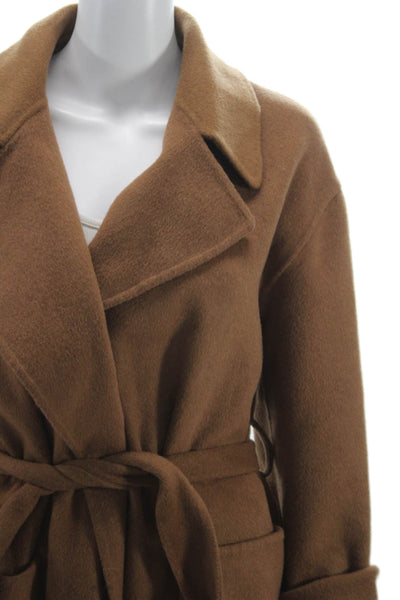 Michael Kors Women Coat Brown Wool Blend Open Front Size S