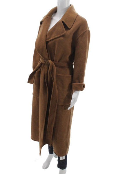 Michael Kors Women Coat Brown Wool Blend Open Front Size S