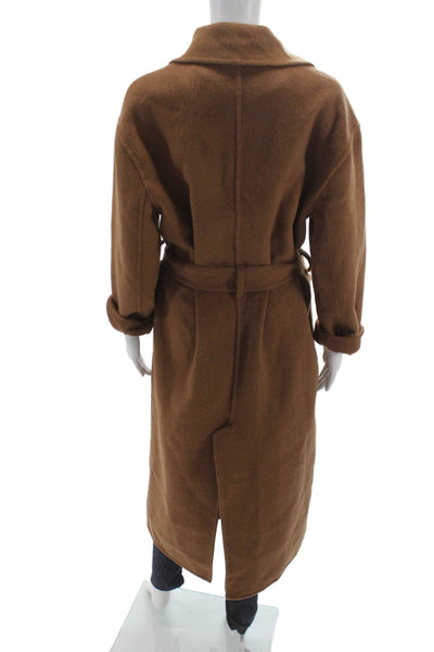 Michael Kors Women Coat Brown Wool Blend Open Front Size S