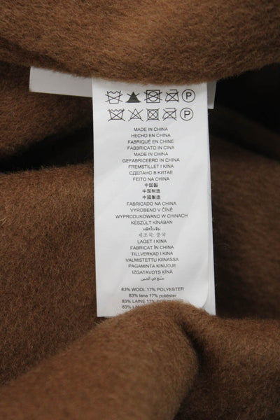 Michael Kors Women Coat Brown Wool Blend Open Front Size S