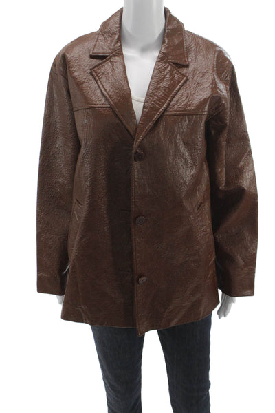 Wilfred Womens Basic Jacket Brown Polyurethane Long Sleeve Button Size S
