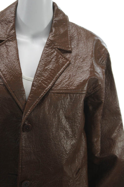 Wilfred Womens Basic Jacket Brown Polyurethane Long Sleeve Button Size S