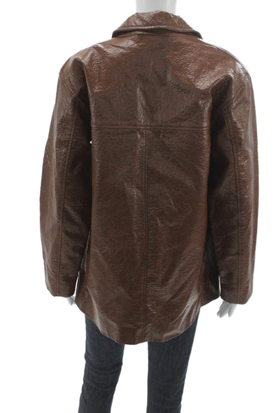 Wilfred Womens Basic Jacket Brown Polyurethane Long Sleeve Button Size S