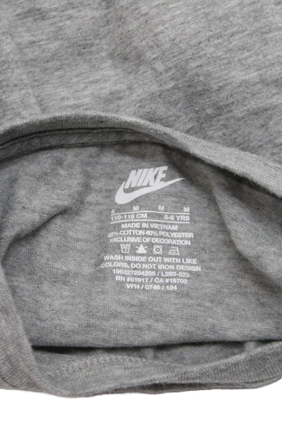 Nike Childrens Boys Logo Long Sleeves Tee Shirt Grey Cotton Blend Size 6