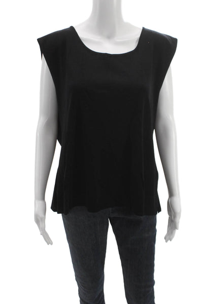 Misook Women Basic Tank Sleeveless Scoop Neck Acrylic Black Size 3X