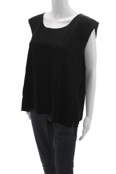 Misook Women Basic Tank Sleeveless Scoop Neck Acrylic Black Size 3X