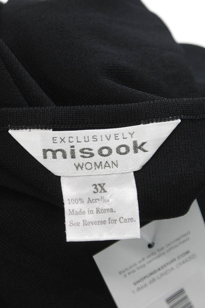 Misook Women Basic Tank Sleeveless Scoop Neck Acrylic Black Size 3X