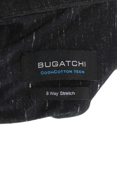 Bugatchi Mens Short Sleeves Button Down Shirt Black White Cotton Size Large