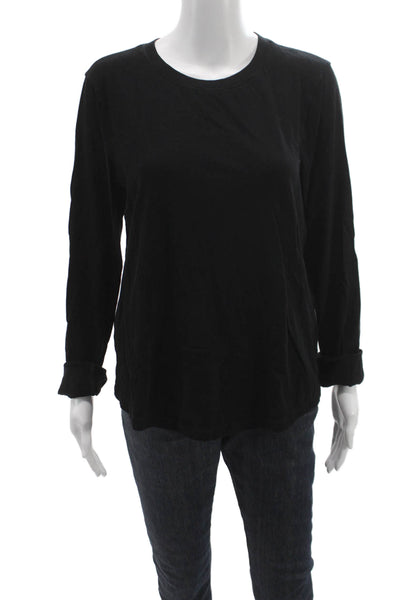 Madewell Womens Basic Black Cotton Long Sleeve Crew Neck T-Shirt Size XL