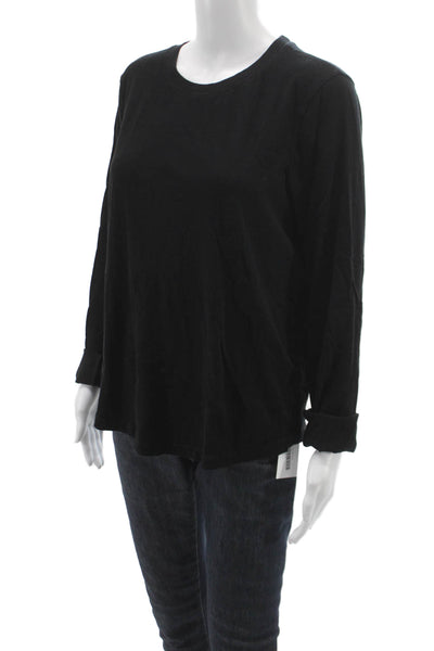 Madewell Womens Basic Black Cotton Long Sleeve Crew Neck T-Shirt Size XL