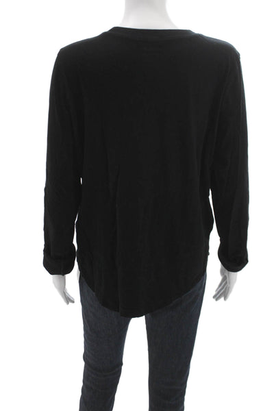Madewell Womens Basic Black Cotton Long Sleeve Crew Neck T-Shirt Size XL