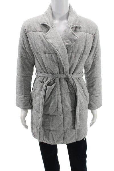 Skin Women Quilted Cotton Jacket Gray Tie Closure Long Sleeve Size 1