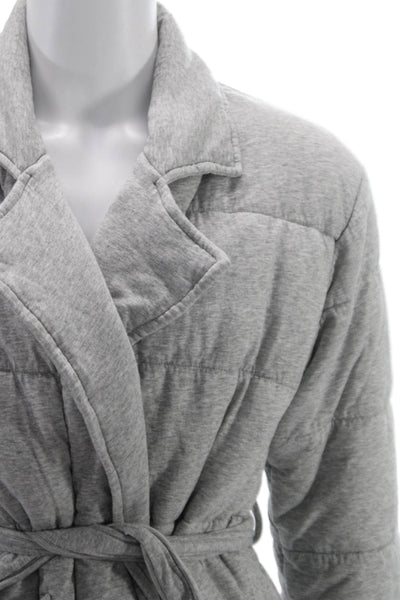 Skin Women Quilted Cotton Jacket Gray Tie Closure Long Sleeve Size 1