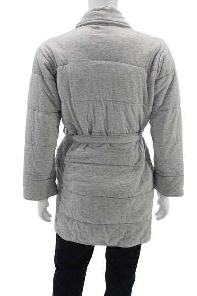 Skin Women Quilted Cotton Jacket Gray Tie Closure Long Sleeve Size 1