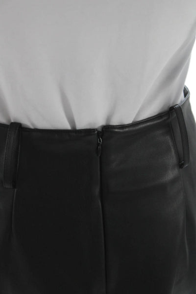 MNG Womens A-Line Faux Leather Long Skirt Black Zip Closure Size 2