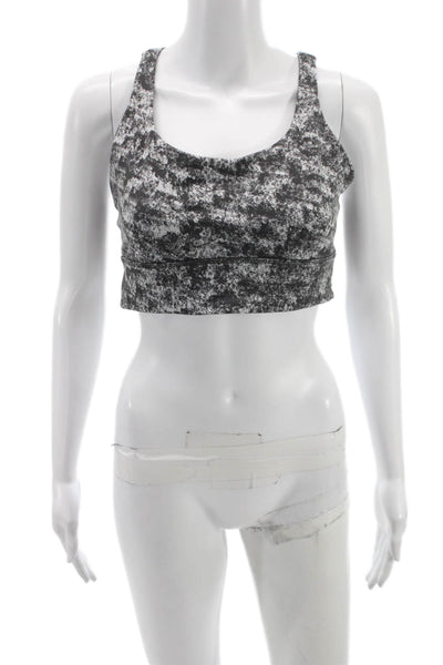 Lululemon Womens Printed Crisscross Scoop Neck Sports Bra Black Size 10