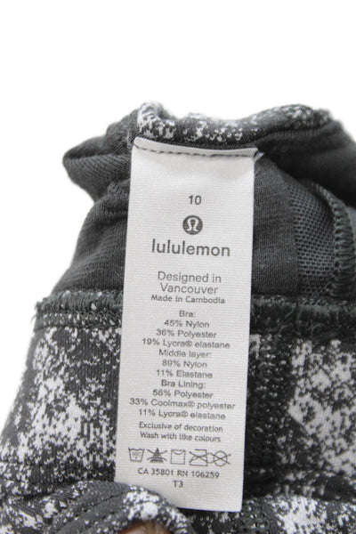 Lululemon Womens Printed Crisscross Scoop Neck Sports Bra Black Size 10