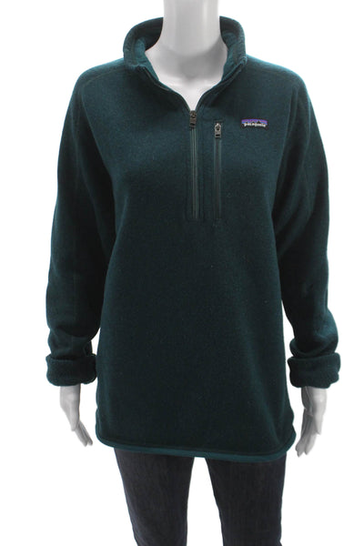 Patagonia Womens Half Zip Pullover Green Recycled Polyester Long Sleeve Size L