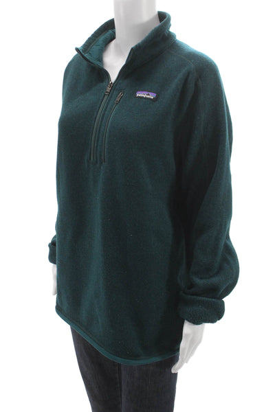 Patagonia Womens Half Zip Pullover Green Recycled Polyester Long Sleeve Size L