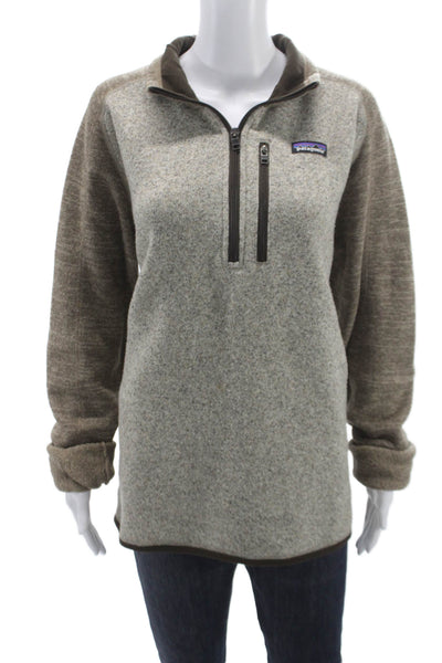 Patagonia Women Gray Collar Zipper Pullover Long Sleeve Recycled Poly Size L