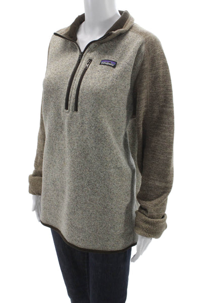 Patagonia Women Gray Collar Zipper Pullover Long Sleeve Recycled Poly Size L