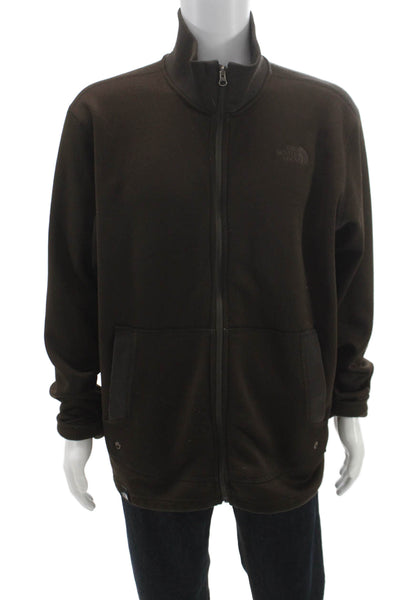 The North Face Mens Brown Fleece Basic Jacket Zip Long Sleeve Size XL