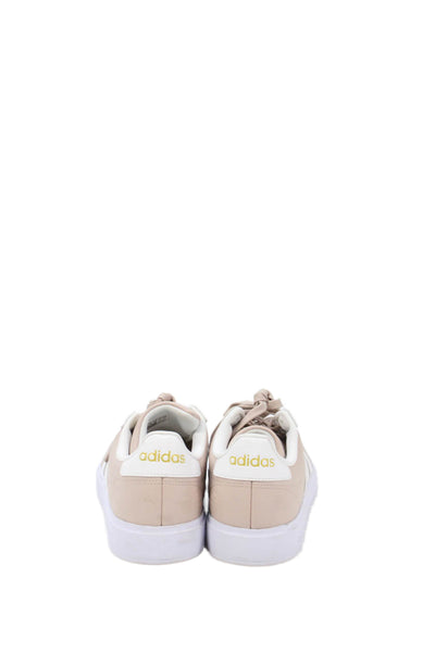 Adidas Womens Leather Striped Low Top Sneakers Shoes Beige White Size 9.5