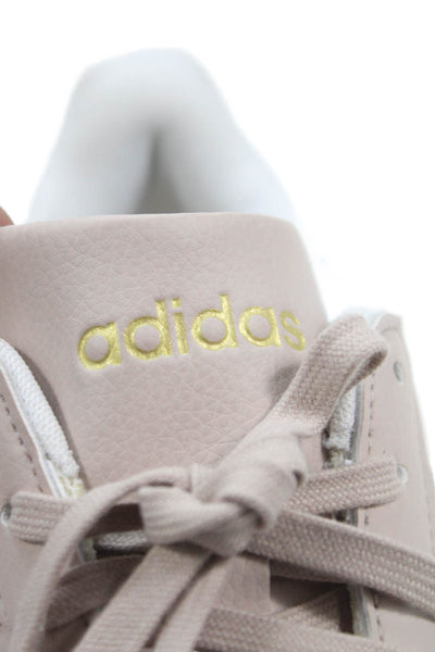 Adidas Womens Leather Striped Low Top Sneakers Shoes Beige White Size 9.5