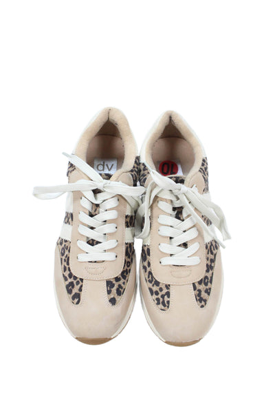 Dolce Vita Womens Leopard Print Low Top Jammy Sneakers Shoes Brown Size 10