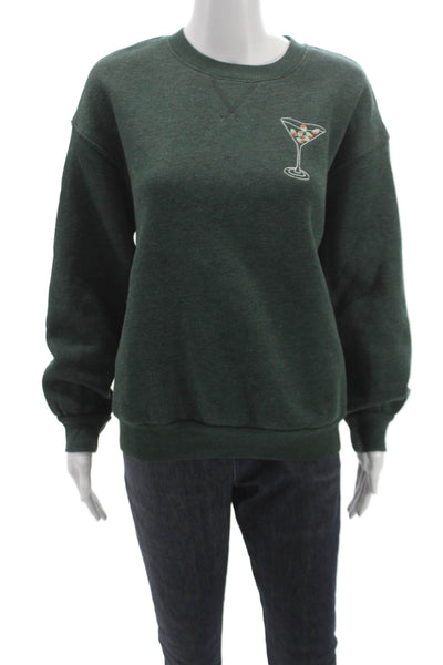Wildfox Unisex Adults Pullover Sweatshirt Green Crew Neck Size M