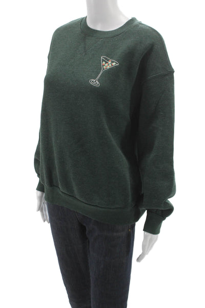 Wildfox Unisex Adults Pullover Sweatshirt Green Crew Neck Size M