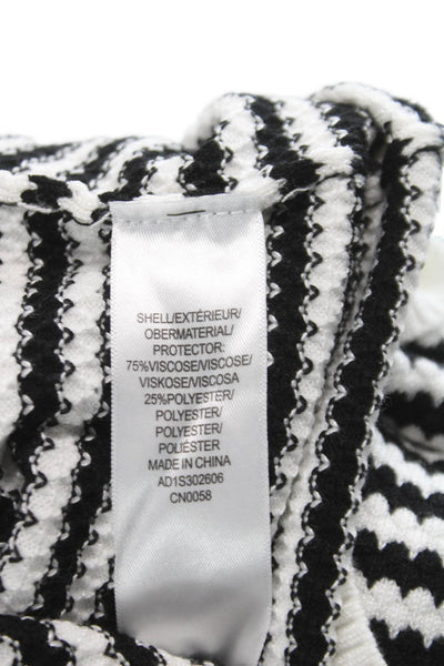 Adrianna Papell Unisex Black Striped Collared Short Sleeve Polo Shirt Size L