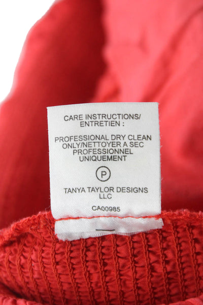 Tanya Taylor Womens Peplum Blouse Red Square Neck Sleeveless Cotton Size 8