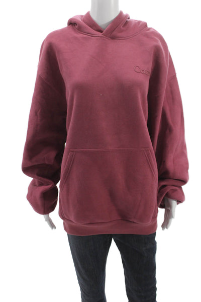 Comfrt Unisex Red Cotton Pullover Hoodie Crew Neck Drawstring Size M