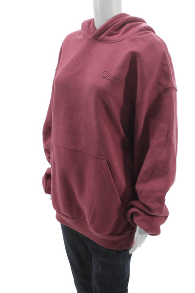 Comfrt Unisex Red Cotton Pullover Hoodie Crew Neck Drawstring Size M