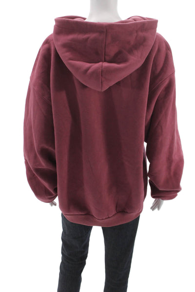 Comfrt Unisex Red Cotton Pullover Hoodie Crew Neck Drawstring Size M