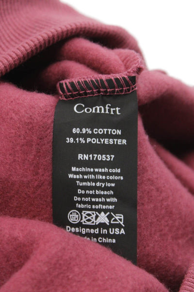 Comfrt Unisex Red Cotton Pullover Hoodie Crew Neck Drawstring Size M