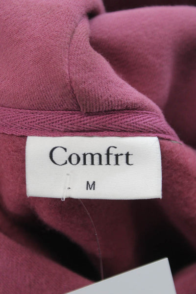 Comfrt Unisex Red Cotton Pullover Hoodie Crew Neck Drawstring Size M