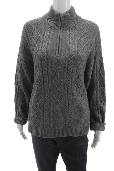 Splendid Women Pullover Sweater Gray Cable Mock Neck Viscose Long Sleeve Size S