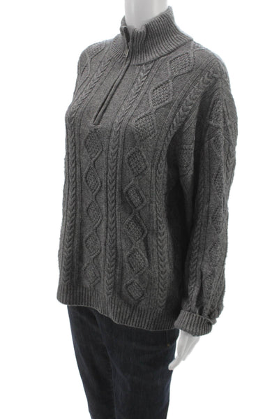 Splendid Women Pullover Sweater Gray Cable Mock Neck Viscose Long Sleeve Size S