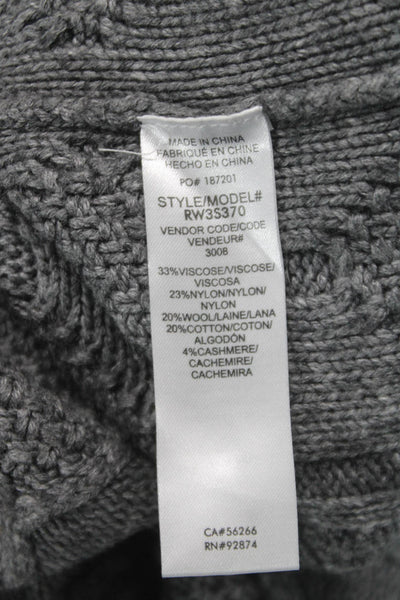 Splendid Women Pullover Sweater Gray Cable Mock Neck Viscose Long Sleeve Size S